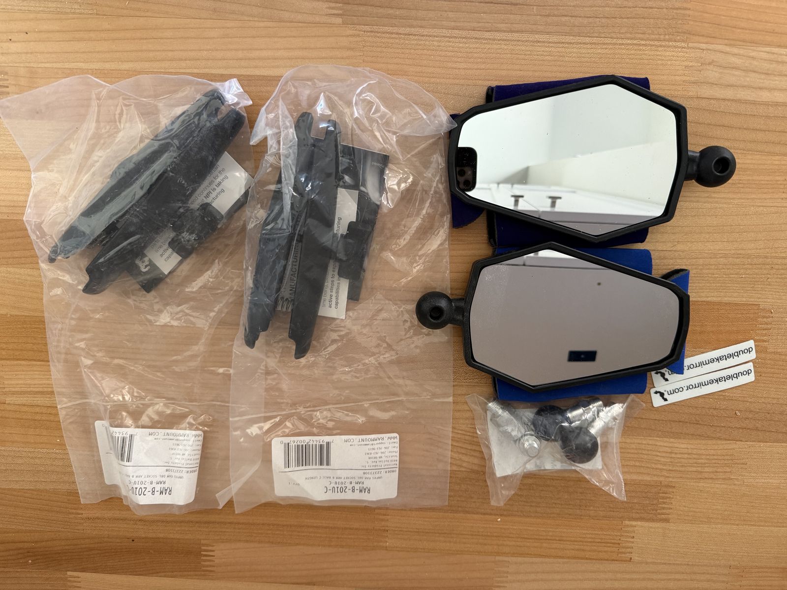 Doubletake Adventure Motorcycle Mirrors Pair with RAM Mount 6" Arms - KTM 790 890 and others