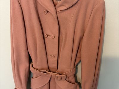 Vintage 1950s Terry-Kane Original for City Country Burbidge Hall Pink Wool Blend Belted Jacket