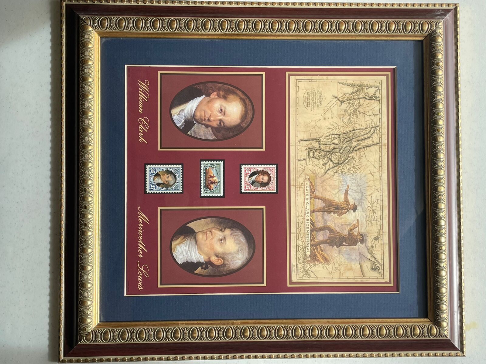 Lewis and Clark stamps framed