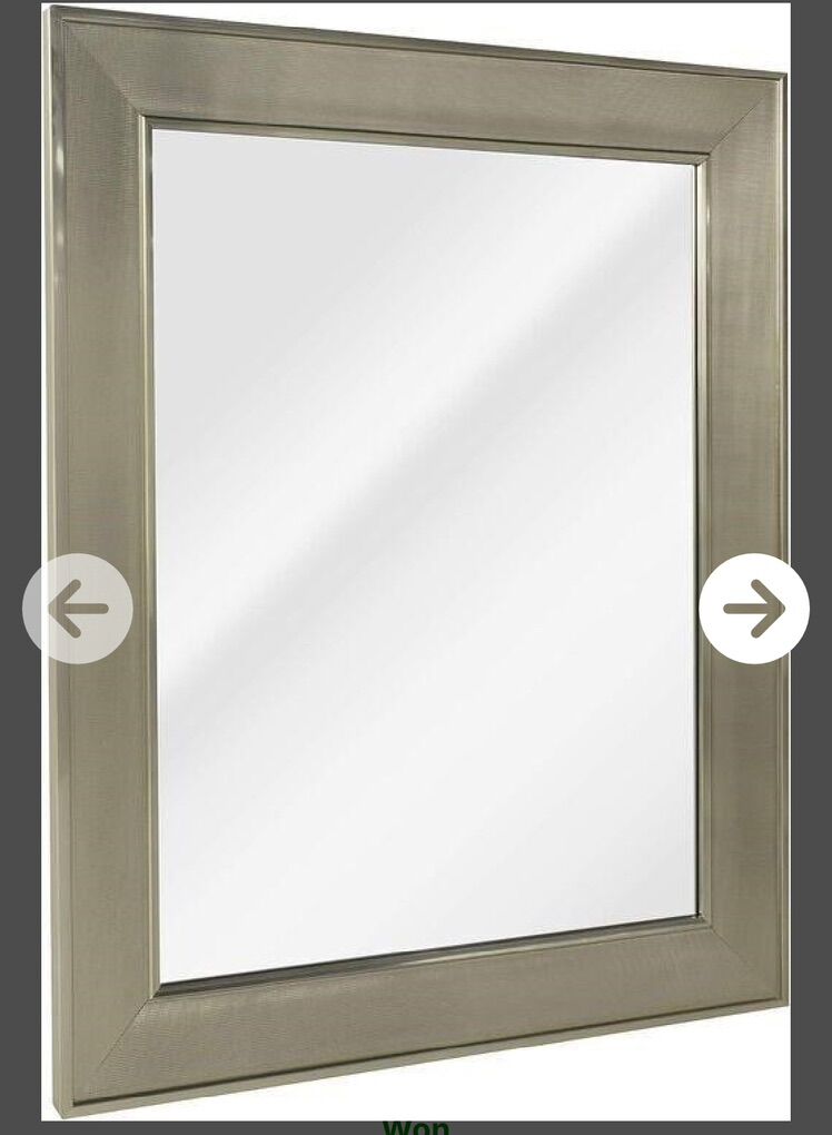 Brushed Nickel Rectangular Wall Mirror 29x35 New