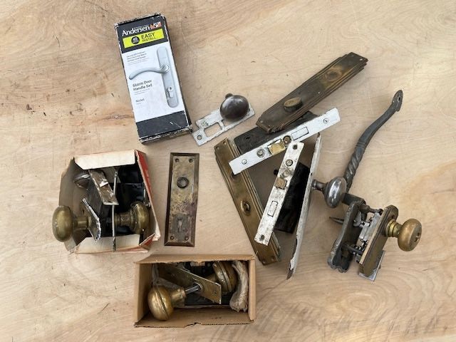 Antique door handles, knobs, locks, vintage