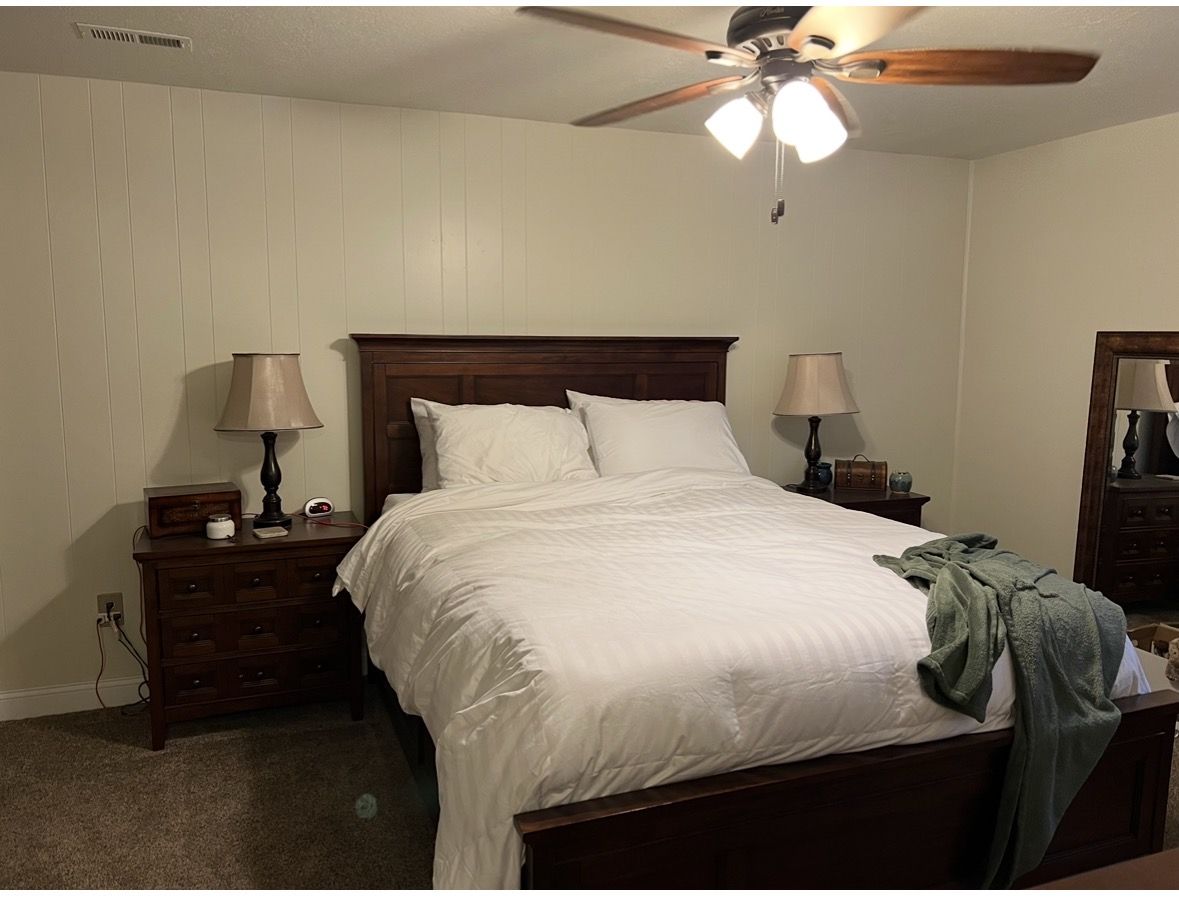 Pottery Barn queen size bed & nighstands