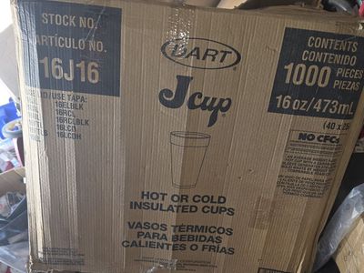 Dart J Cup 16 oz Insulated Foam Cups - Hot or Cold - Bulk Case of 1000