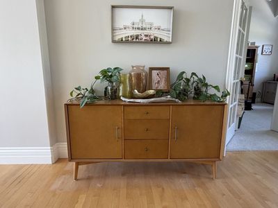 Mid-Century Modern Wood Sideboard Buffet Cabinet with Drawers and Storage