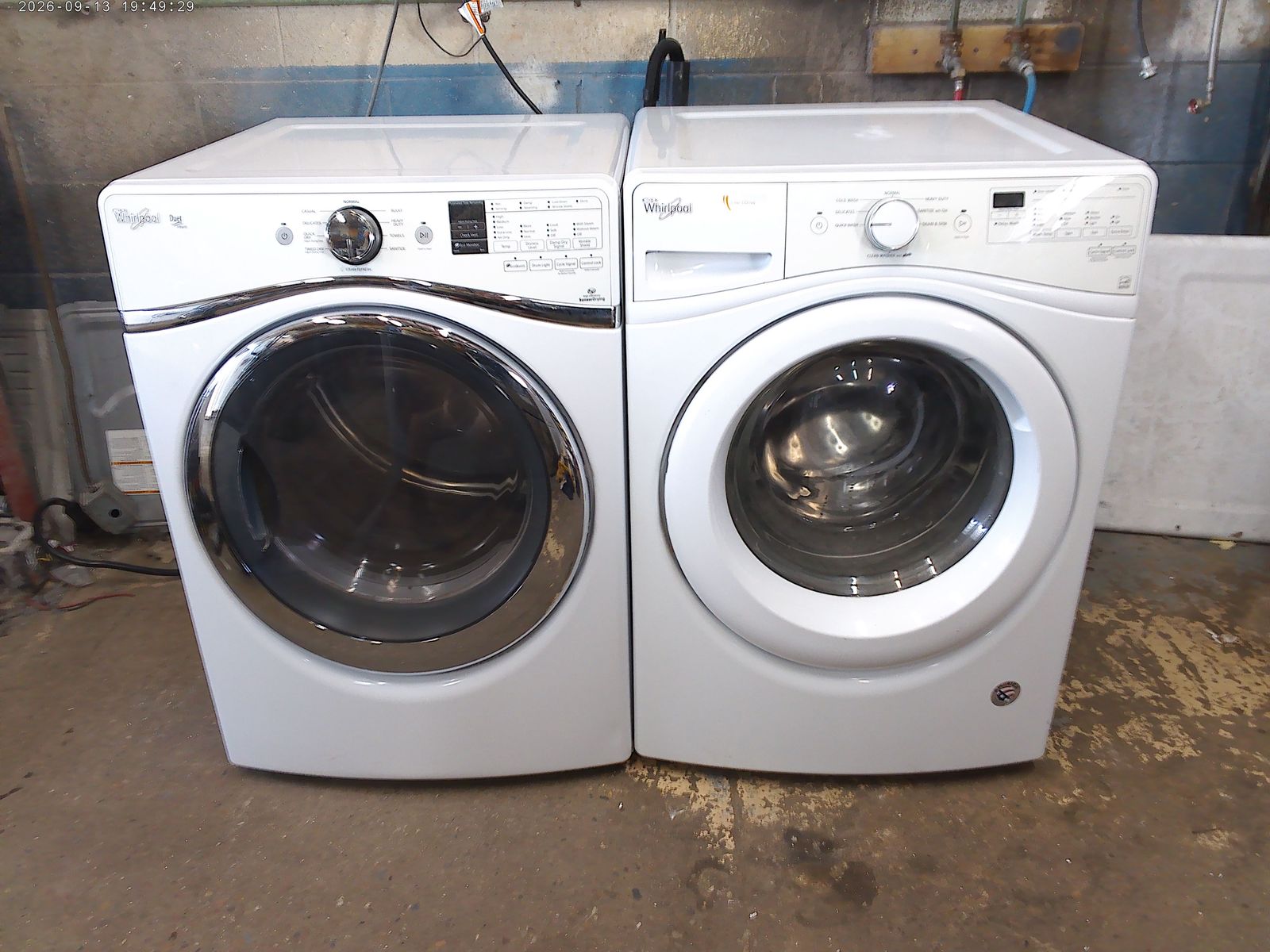 Whirlpool Duet front load washer with matched electric dryer