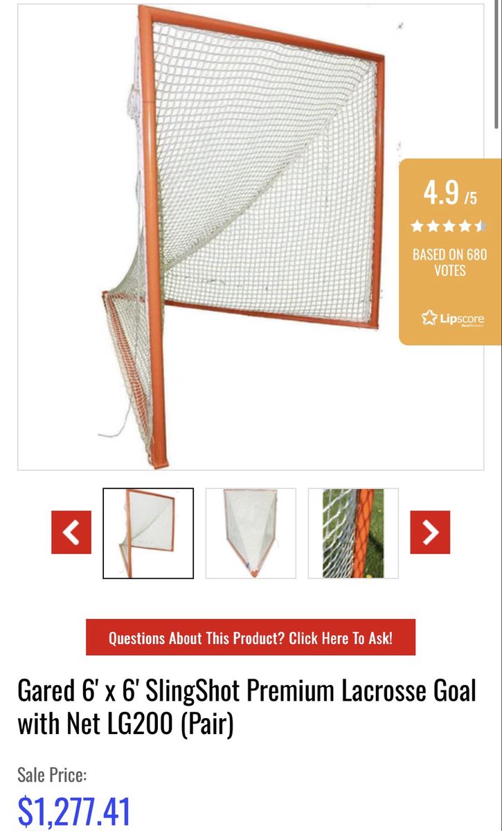 Gared 6' x 6' SlingShot Premium Lacrosse Goal with Net LG200 (Pair) - New in Box