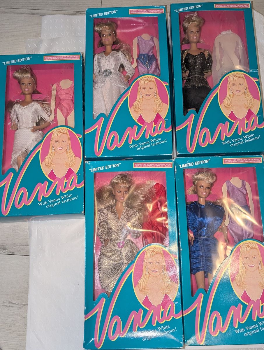 Vintage Lot of 5 Boxed VANNA WHITE Limited Edition Dolls W/ Outfits ALL FOR $75