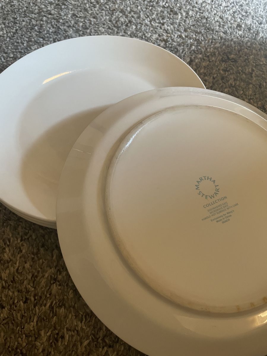 4 Martha Stewart Collection White Dinner Plates
