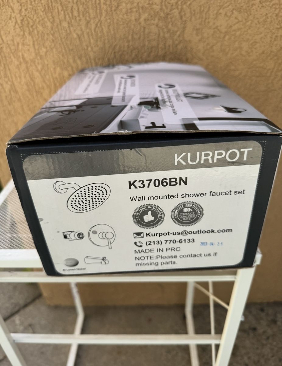 New Kurpot K3706BN Wall Mounted Shower Faucet Set in Brushed Nickel