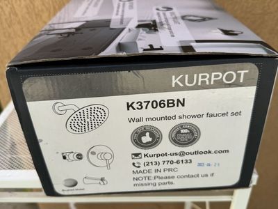 New Kurpot K3706BN Wall Mounted Shower Faucet Set in Brushed Nickel