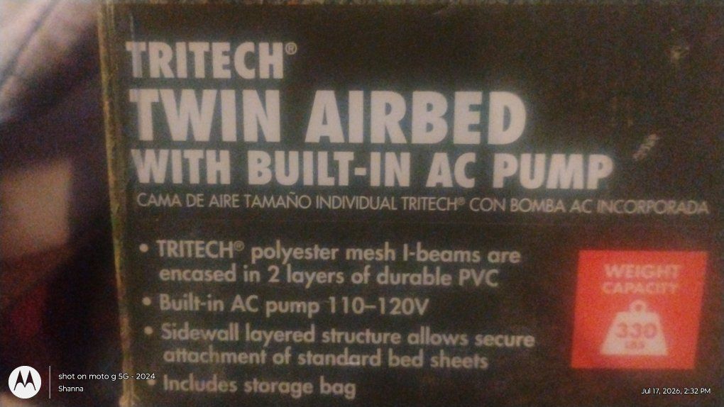 Brand New Ozark Trail 18" Twin Airbed with Built-In AC Pump (75" x 38")