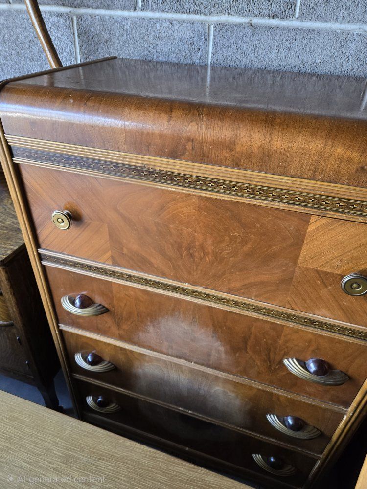 Classic Antique 1930s Art Deco Waterfall Dresser