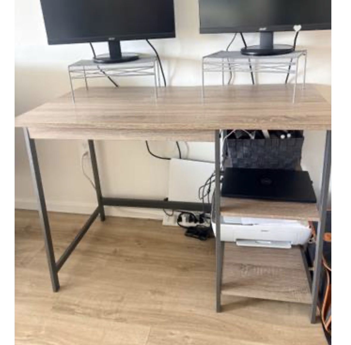 Computer desk and ladder shelf