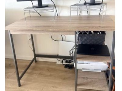 Computer desk and ladder shelf