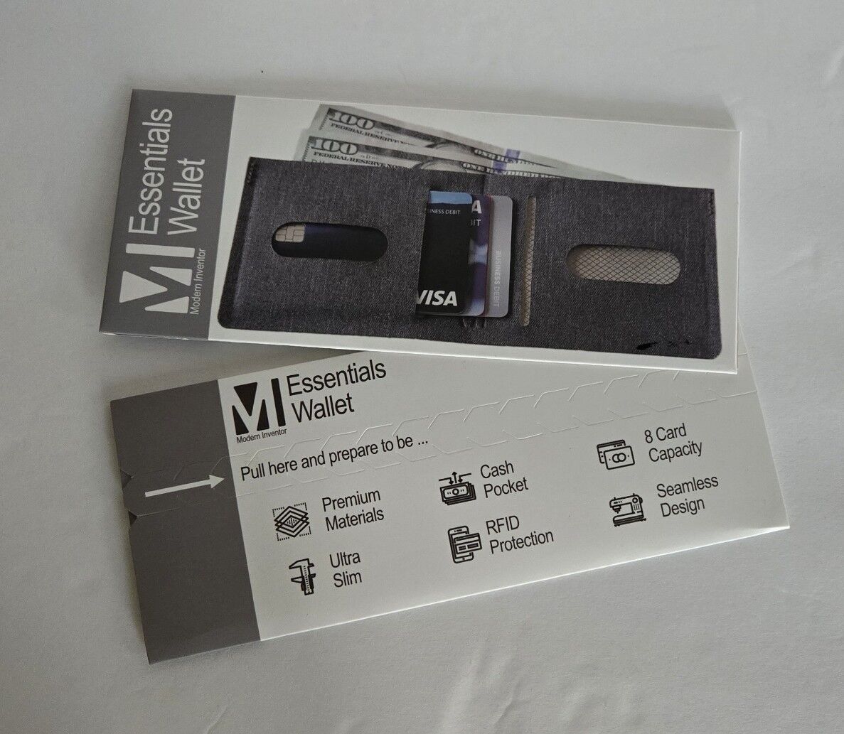 Essentials Wallet - Ultra Thin Minimalist Wallet. Color : Gray