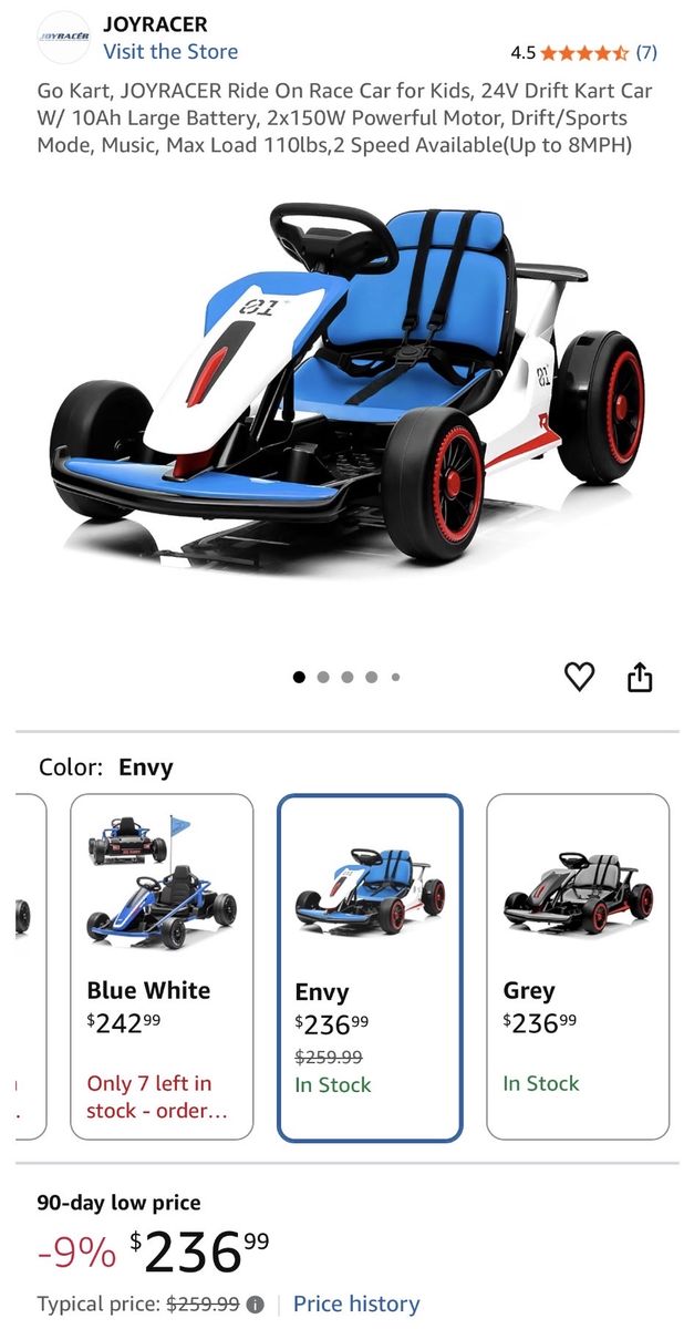 Joyracer ride on race car for kids