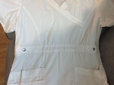 Dickies Women's White Mock Wrap V-Neck Scrub Top - Size Medium