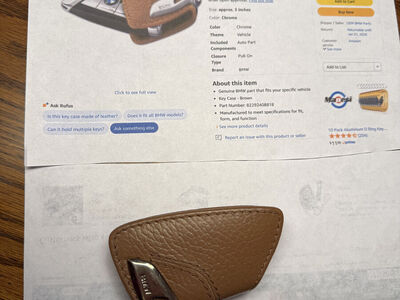 BMW OEM Key Fob Case, Brown leather, OEM Part #82292408818