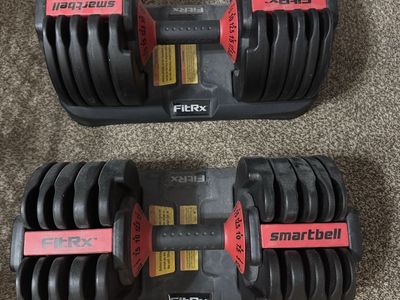 FitRx Smartbell Adjustable Dumbbells - Pair, 5-52lbs, Space-Saving Design