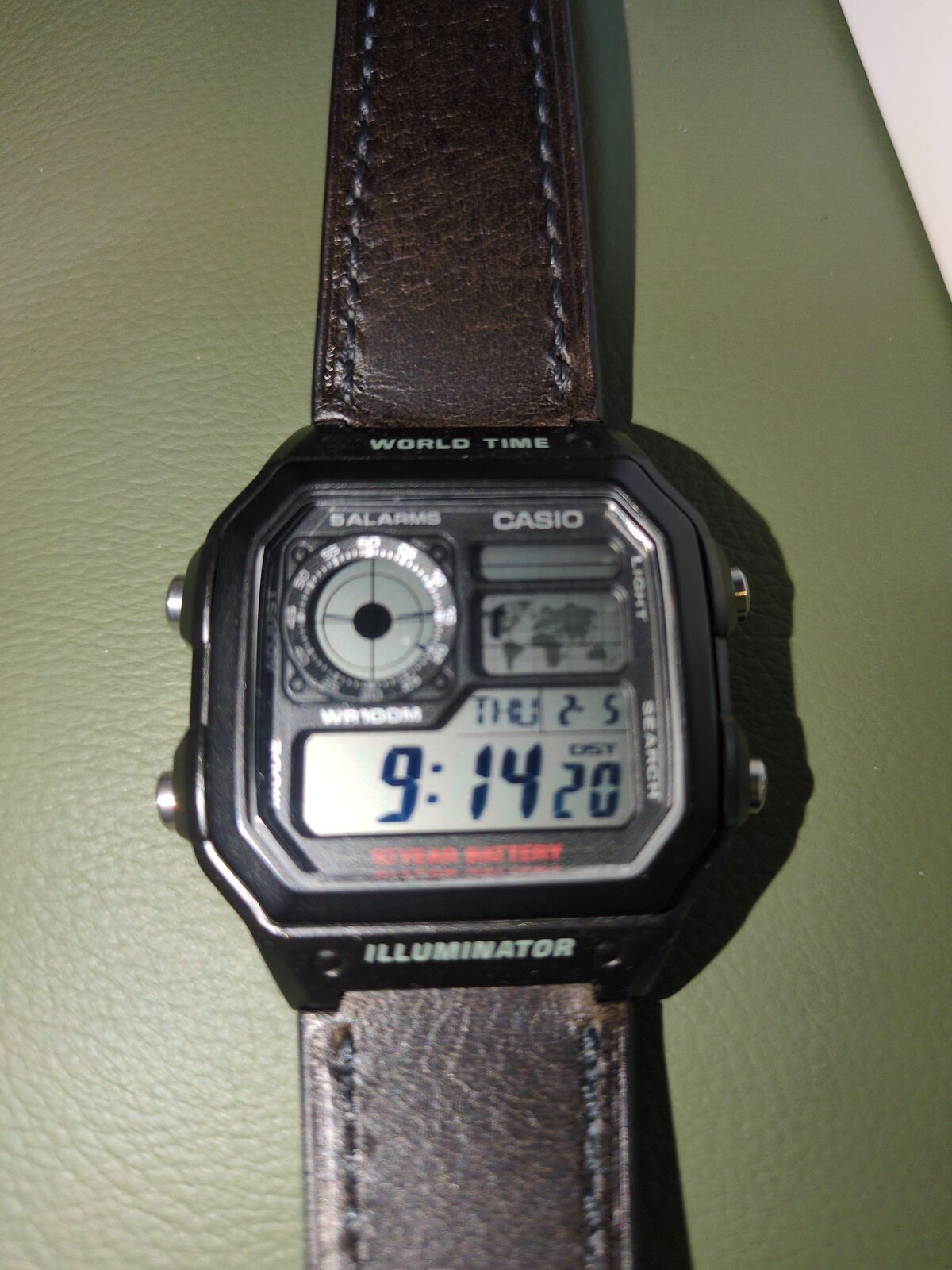 Casio AE-1200 watch with Vario oiled leather strap