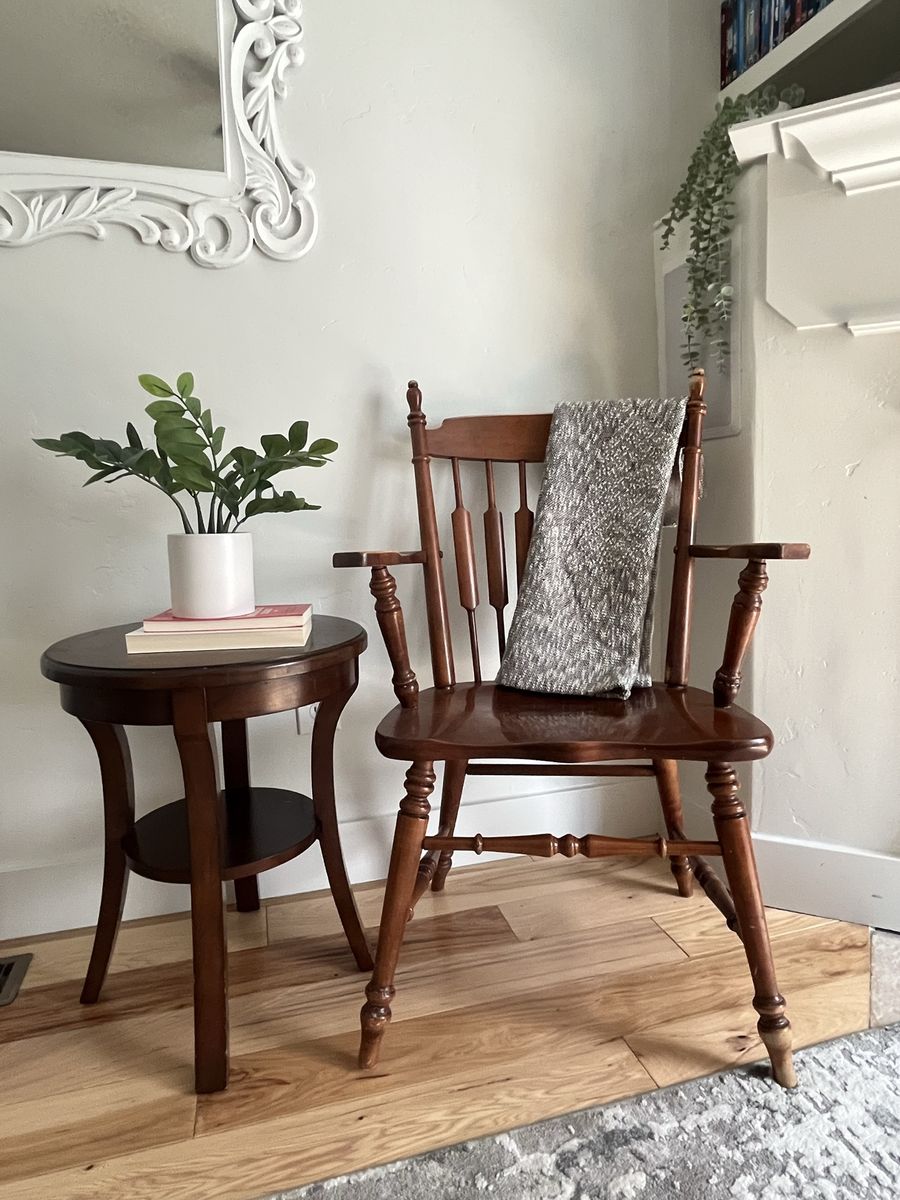 Vintage Tell City Maple Cattail Dining Armchair - 36.5" H, 21" W Seat, Great Condition