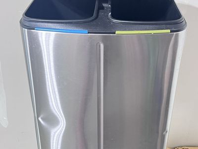 Dual Compartment Stainless Steel Trash Can with Foot Pedal - Recycle & Waste Bin