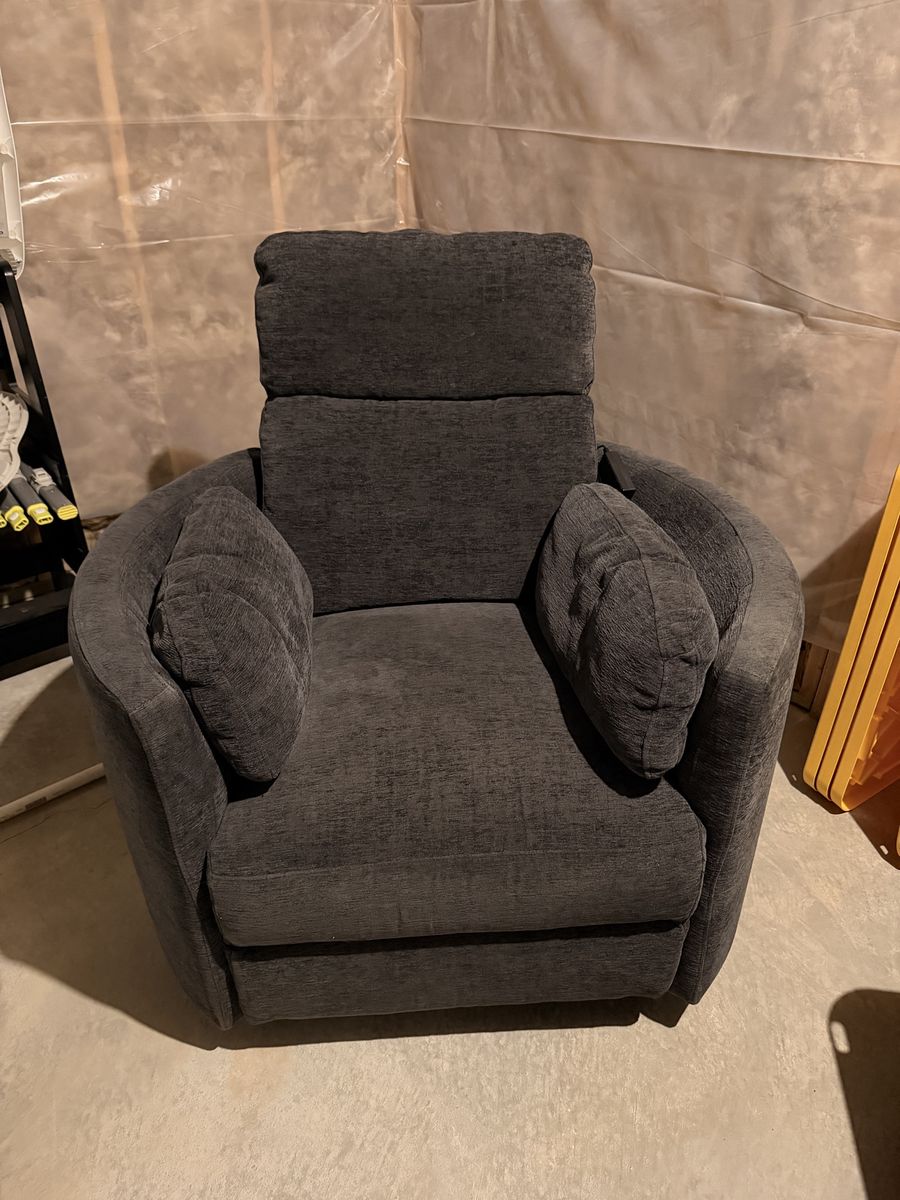 Ink Blue (Slate Grey) Power Oversized Swivel + Glider + Recliner with USB