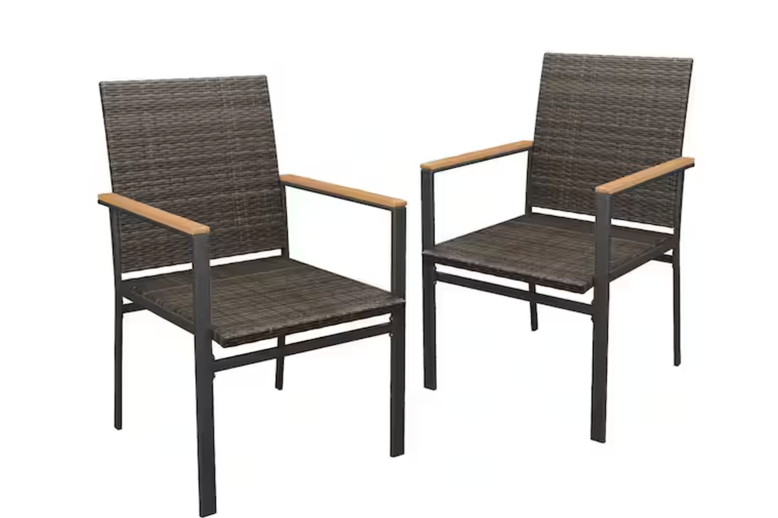 New in box,Set of 2 Wicker Patio Dining Chairs, Black Frame, Armchairs for Lawn and Garden