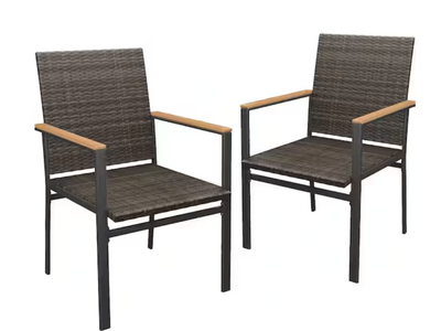 New in box,Set of 2 Wicker Patio Dining Chairs, Black Frame, Armchairs for Lawn and Garden