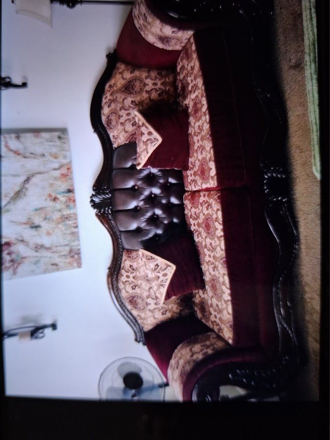 Couch and loveseat and chair with matching ottoman