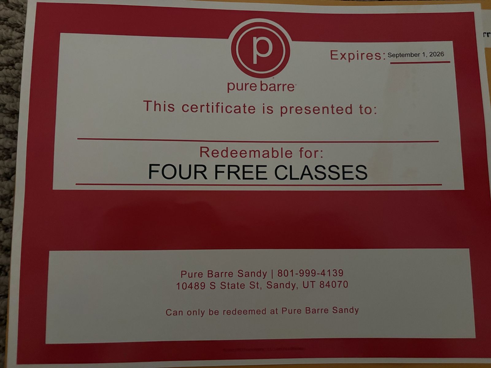 4 Classes for Pure Barre - Sandy