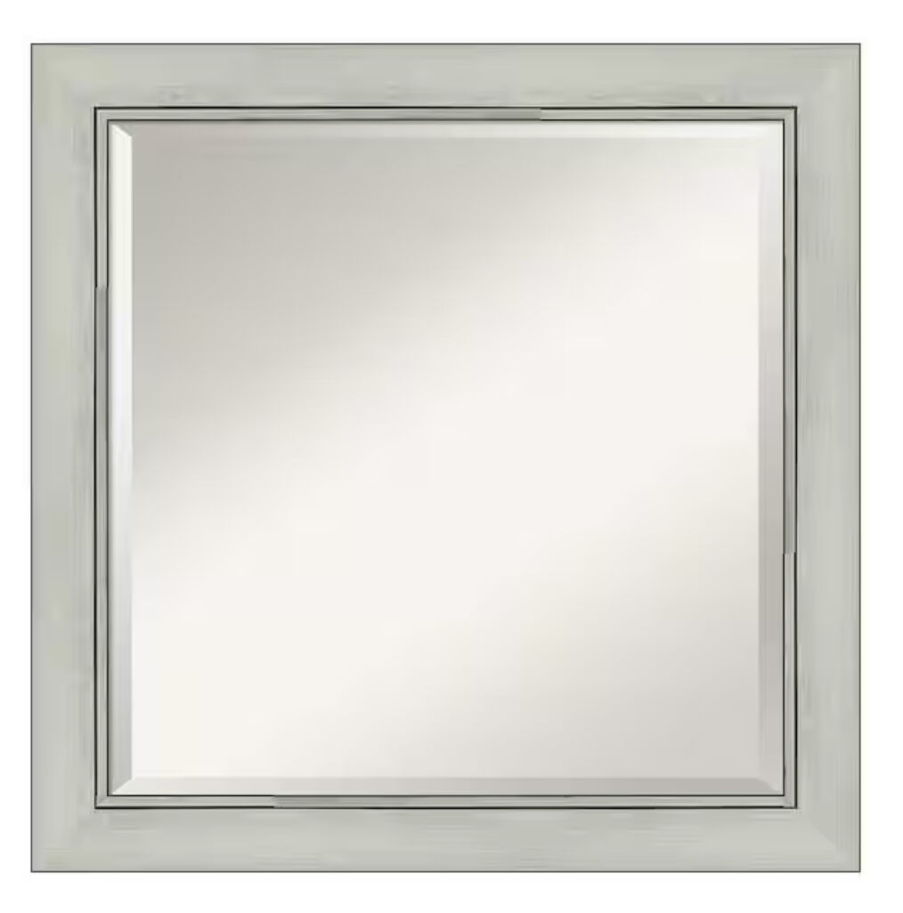 Amanti Art  Medium Square Flair Silver Beveled Glass Modern Mirror (24 in. H x 24 in. W)