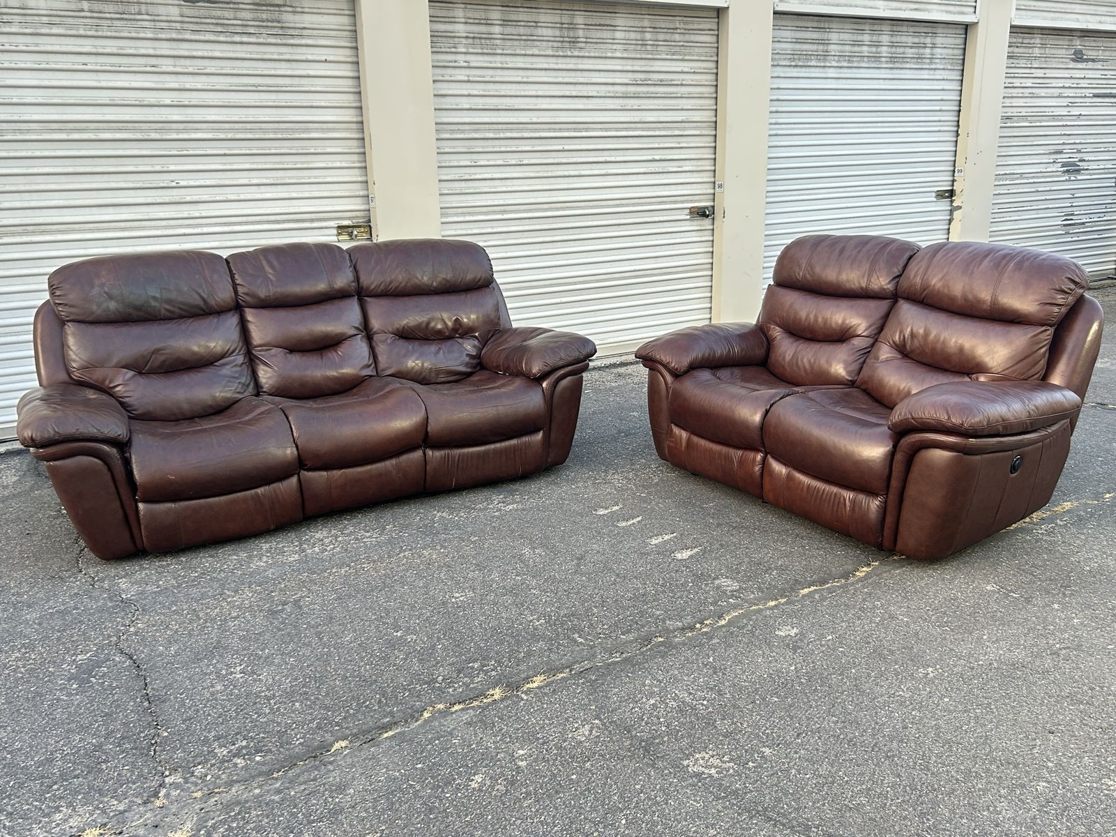 Flexsteel Leather Power Reclining Sofa & Loveseat