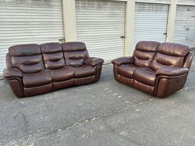 Flexsteel Leather Power Reclining Sofa & Loveseat