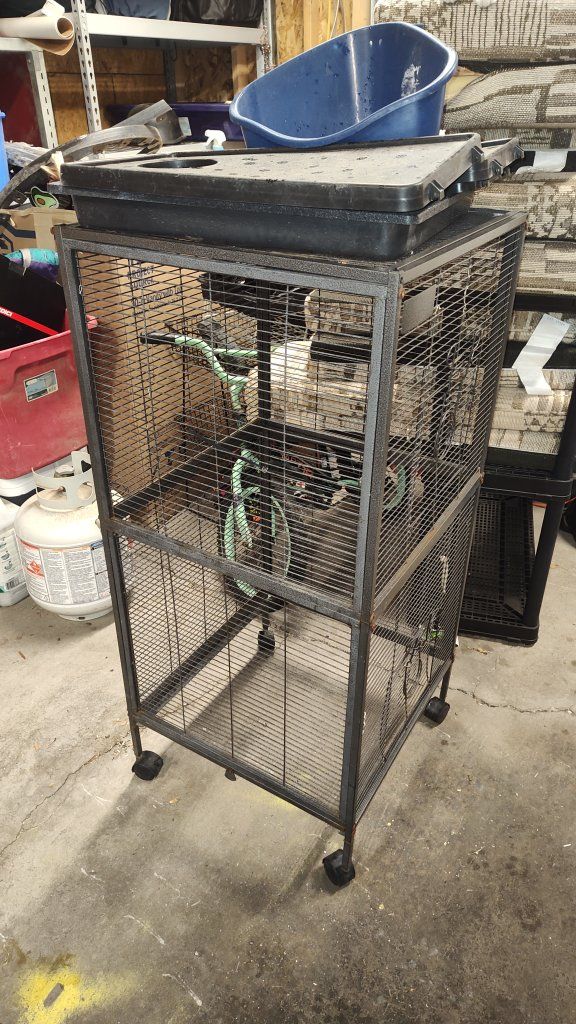 Rolling Metal Pet Cage with Bottom Tray and Accessories