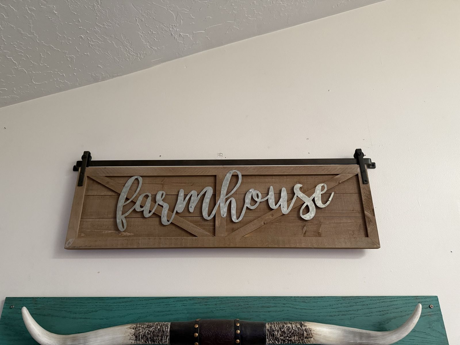 Rustic Farmhouse Barn Door Wall Decor Sign - 36" Wood & Metal Accent