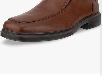 Brand New ECCO Men's Helsinki 2.0 Apron Toe Slip-On Loafers - Cognac Leather - Size EU 44 / US 10-10.5