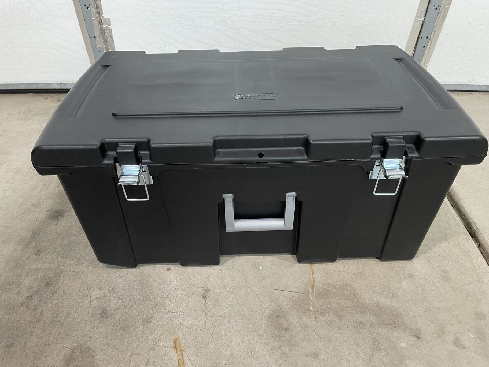 Sterilite Black Plastic Storage Box Tote with Metal Latches