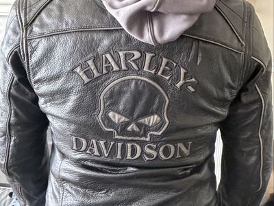 Harley-Davidson Women's Willie G Skull 3-in-1 Black Leather Jacket with Grey, Full-Zip Hoodie