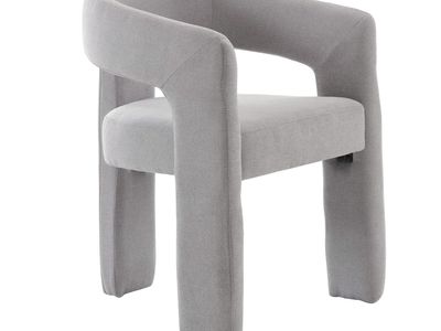 DAYALANE Upholstered Grey Chenille Modern Barrel Accent Chair
