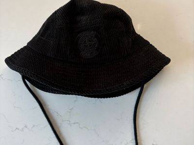 Supreme x Stone Island Black Corduroy Bucket Hat