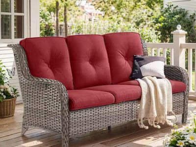Arcline 3-Seat Gray PE Wicker Outdoor Couch