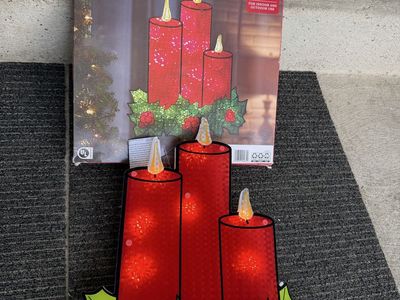 Holiday Time Shimmer Candles Lighted Window Decoration with Box