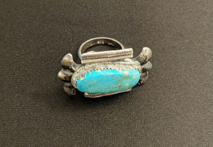 vintage morgan turquoise .925 sterling silver native american ring (size 6)