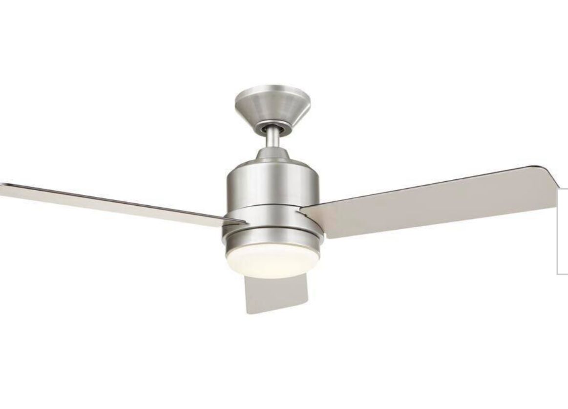 New in Box Hampton Bay Castlegate 44 in. Integrated LED Indoor Silver Ceiling Fan