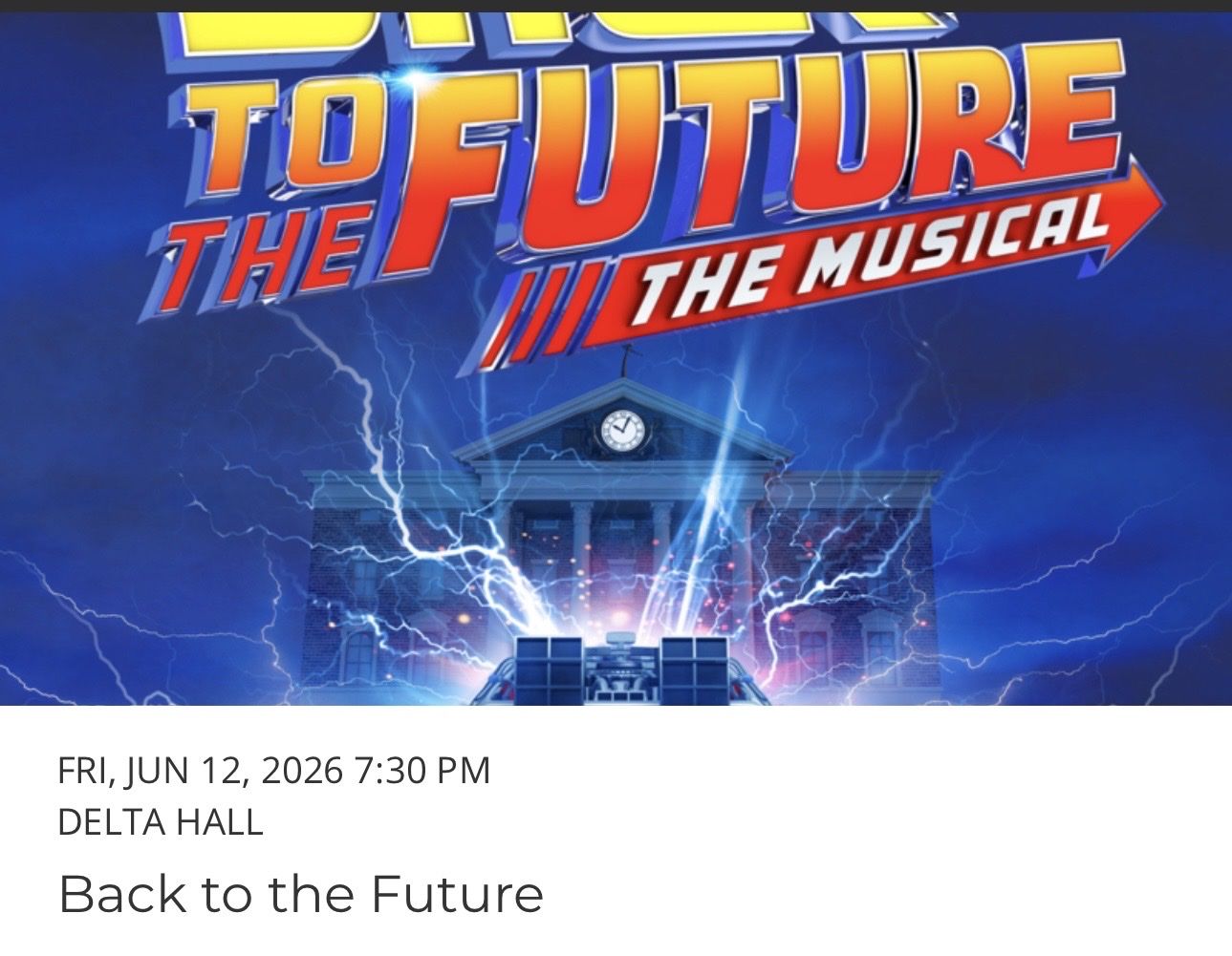 Back to the Future Eccles Theatre. 6/13