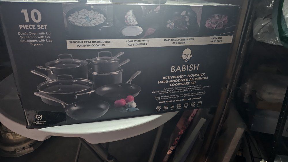 Babish Activbond 10-Piece Nonstick Hard-Anodized Aluminum Cookware Set - Oven Safe, All Stovetops