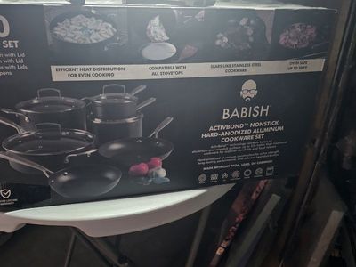 Babish Activbond 10-Piece Nonstick Hard-Anodized Aluminum Cookware Set - Oven Safe, All Stovetops