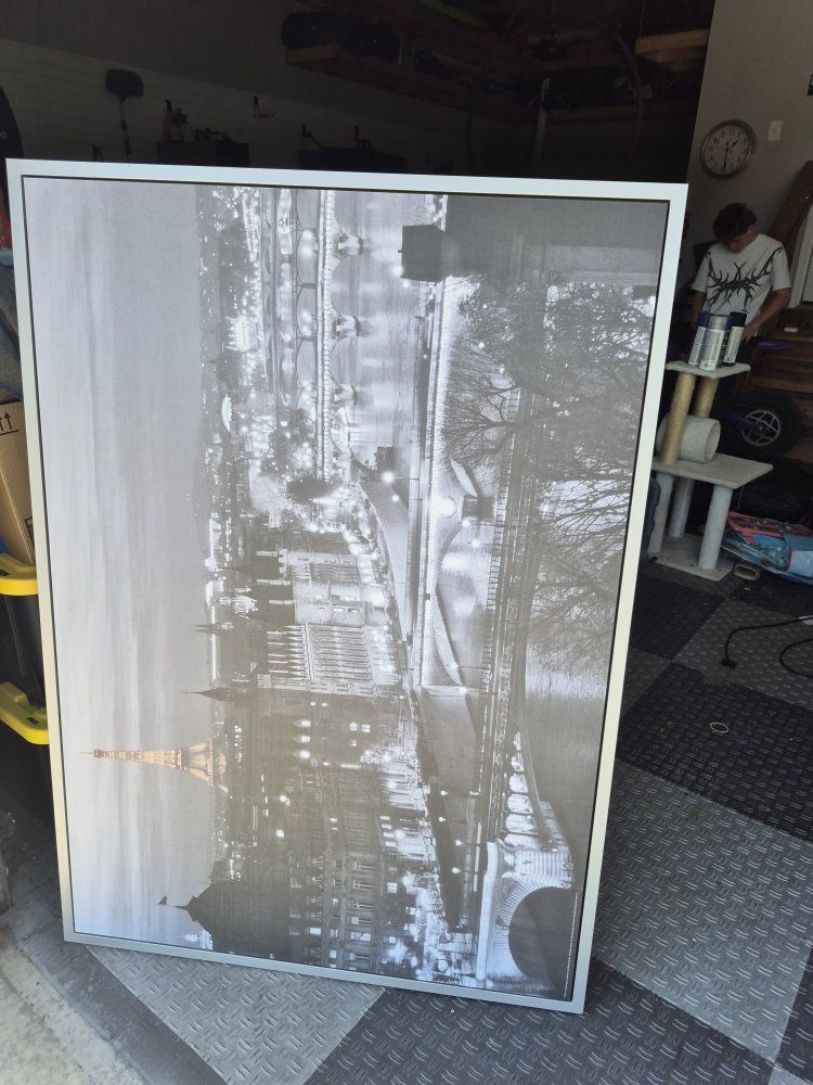 Large Framed Paris Eiffel Tower Cityscape Black & White Wall Art Decor Print