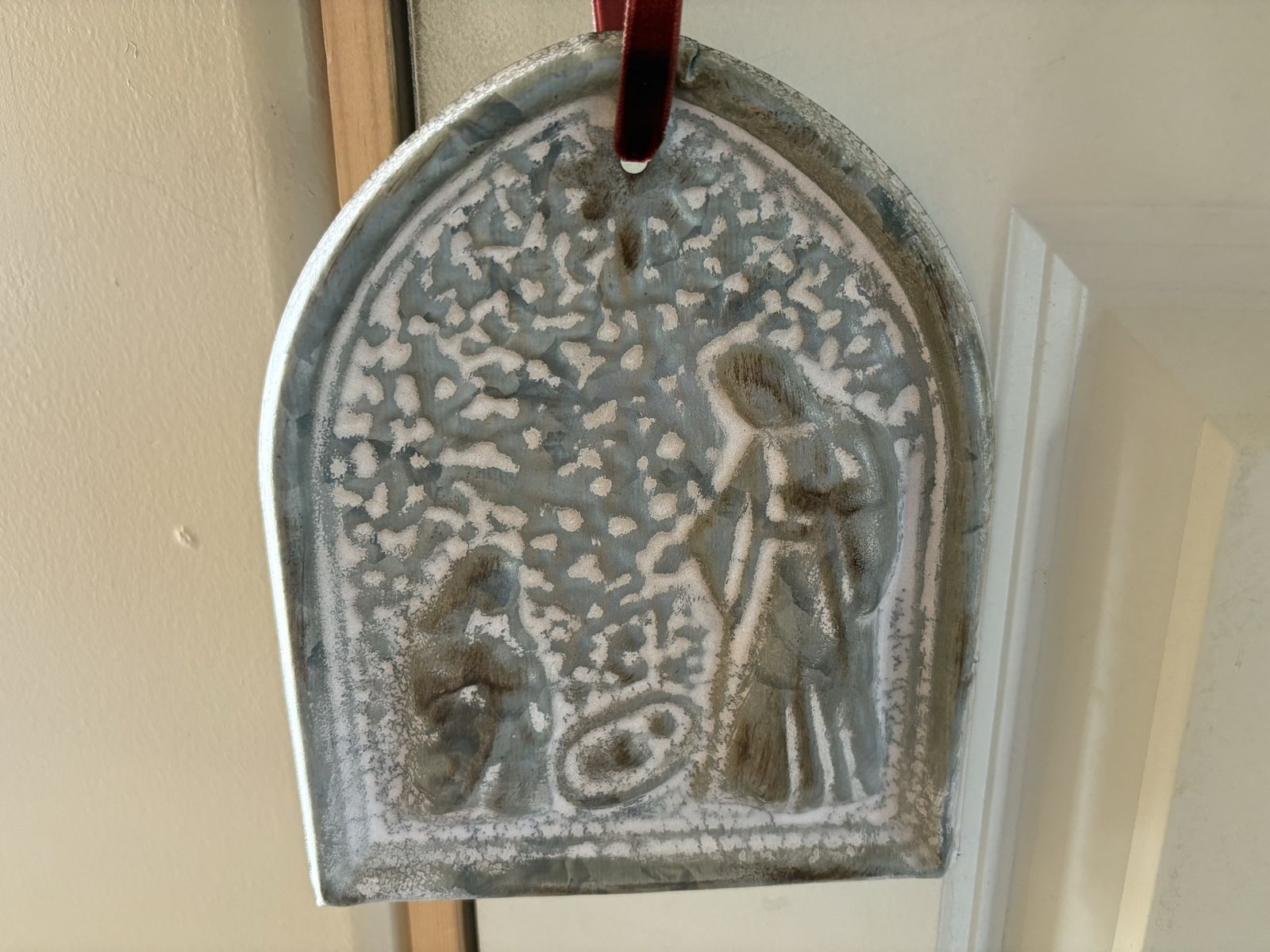 Large Metal Ornament With Raised Nativity Design